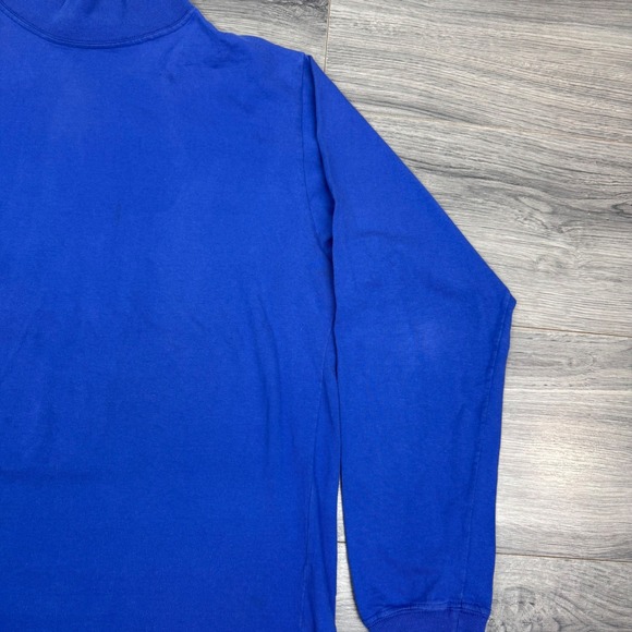 Vtg L.L.Bean Blue Long Sleeve Mock Neck Shirt Womens XL (18-20) 100% Cotton USA - Picture 4 of 14